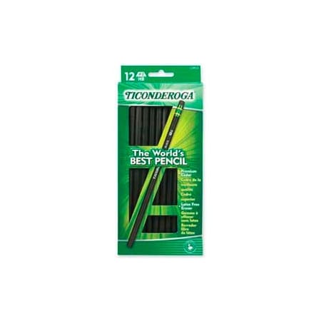 Dixon Ticonderoga Dixon Ticonderoga Woodcase HB No 2 Pencil With Eraser, Black Barrel, Dozen 13953